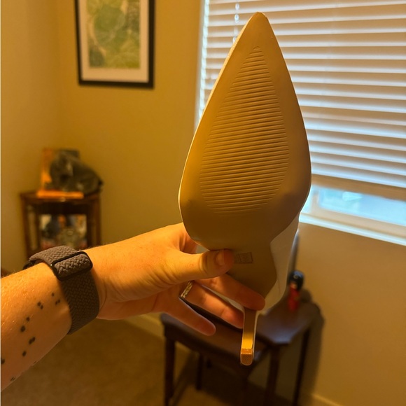 BRAND NEW still in box white/iridescent glitter high heels - Picture 2 of 3